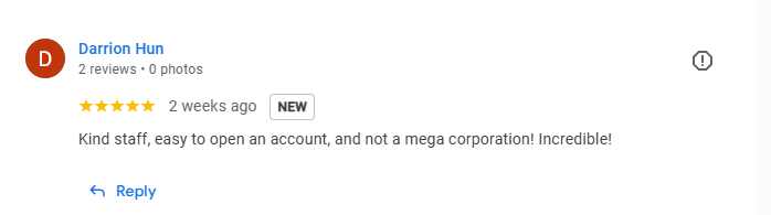 Photo of handwritten member testimonial about low fees